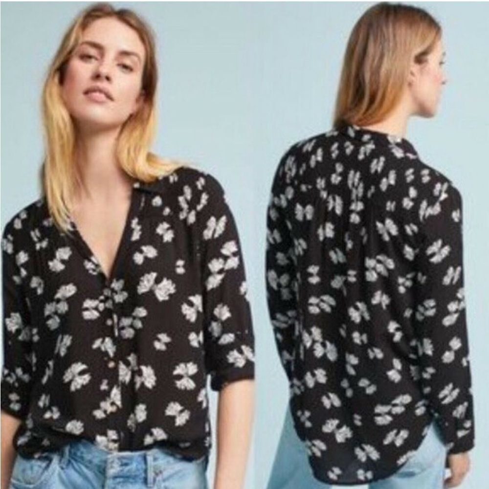 Anthropologie Maeve Emory bow button‎ up shirt 4